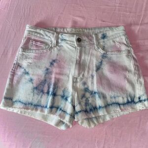 Pastel Tie Dye Wash Denim Shorts by Arizona